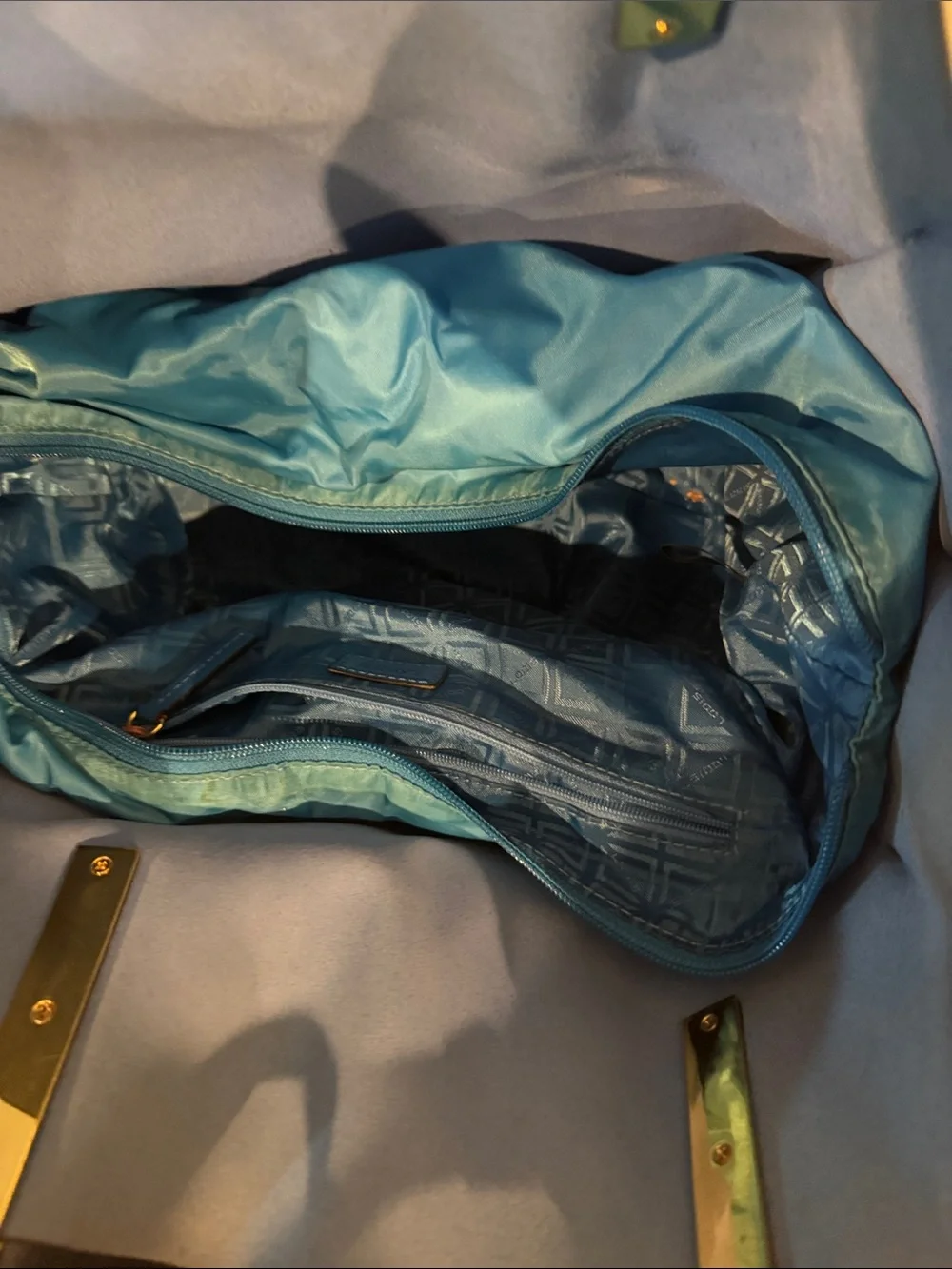 Lodis Pale Blue Tote with Gold Hardware